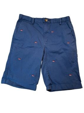 Vineyard Vines Navy Americana Whale Embroidered Kids Shorts Size 16